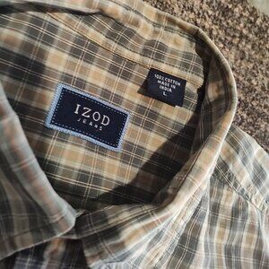 Izod Short Sleeve Olive Green Shirt - Size L - Casual Wear EUC